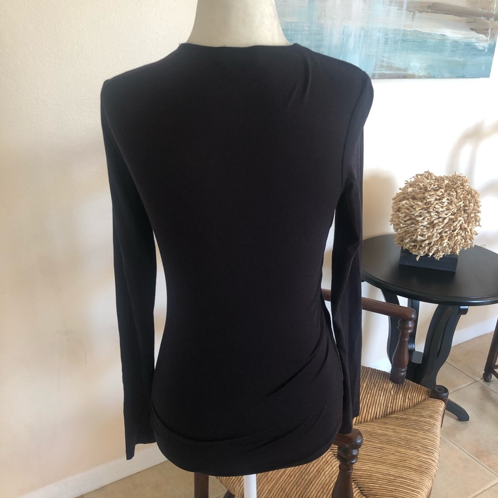 Bebe black faux leather long sleeve blouse - Picture 4 of 5